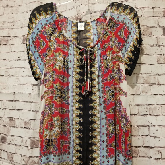 Bila Tops - 💛3/$19💛 Sheer Boho Tie Neck Shirt Tassel Detail